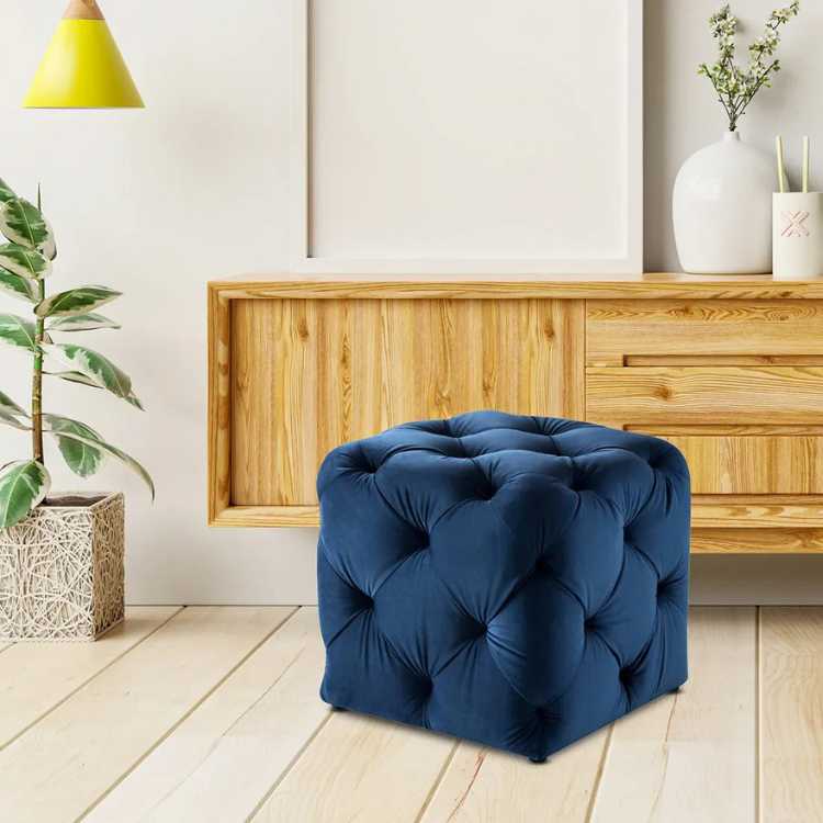 Velvet square ottoman
